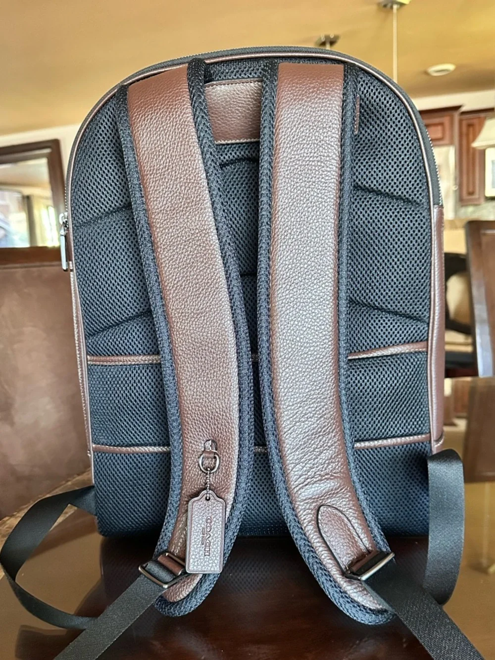 Coach Unisex Brown Embossed Signature Leather Backpack - Picture 3 of 8